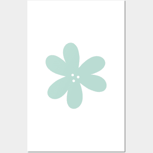 Cute Abstract Flower - Pastel Teal Green Posters and Art